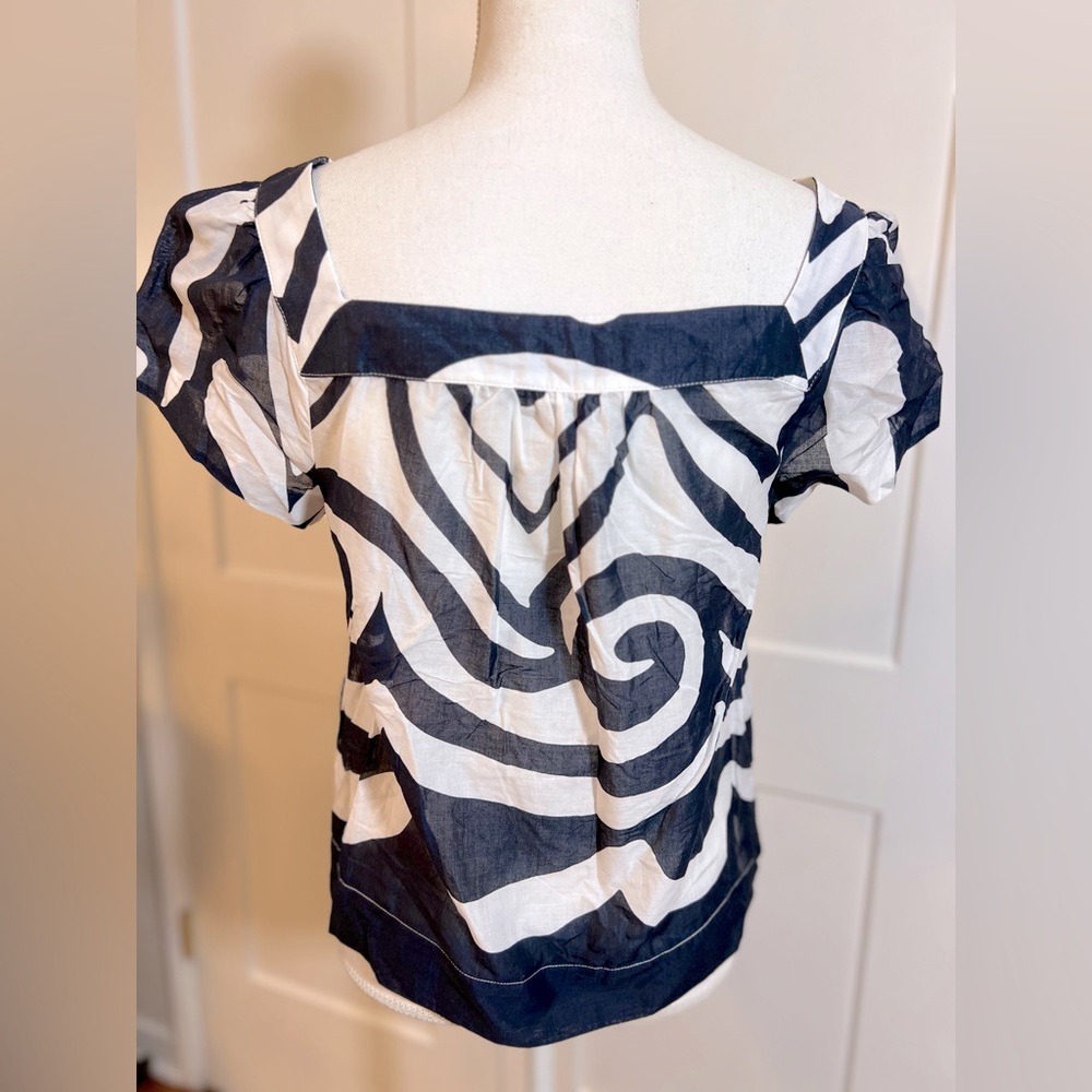 ✨NWT✨J.CREW✨POINT SUR✨100% Cotton Square Neck Front Top Navy/White